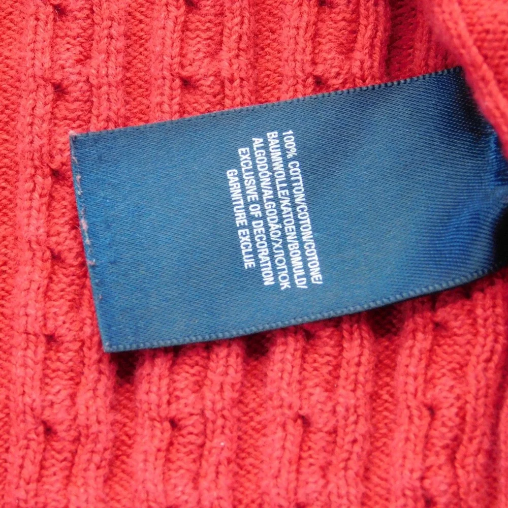 Ralph Lauren Cable Knit Ruffle Cardigan Baby 12M Red‎ Cotton